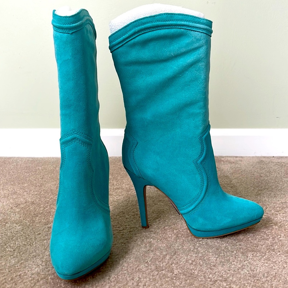 Blue suede boots